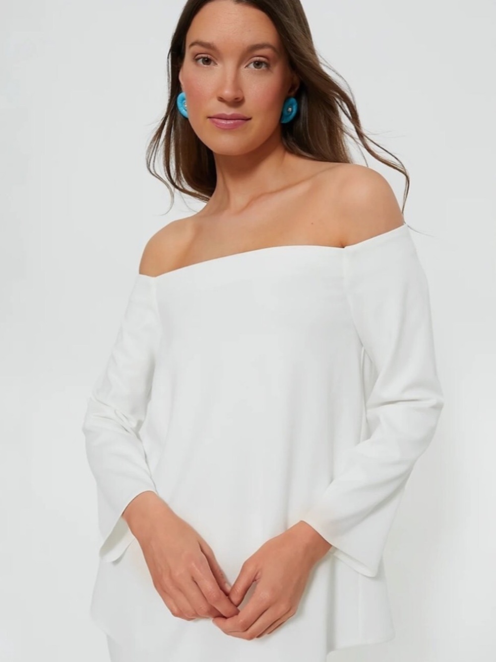 Tuckernuck White Miranda Off the Shoulder Blouse XXXL *flaw* rayon bell sleeve